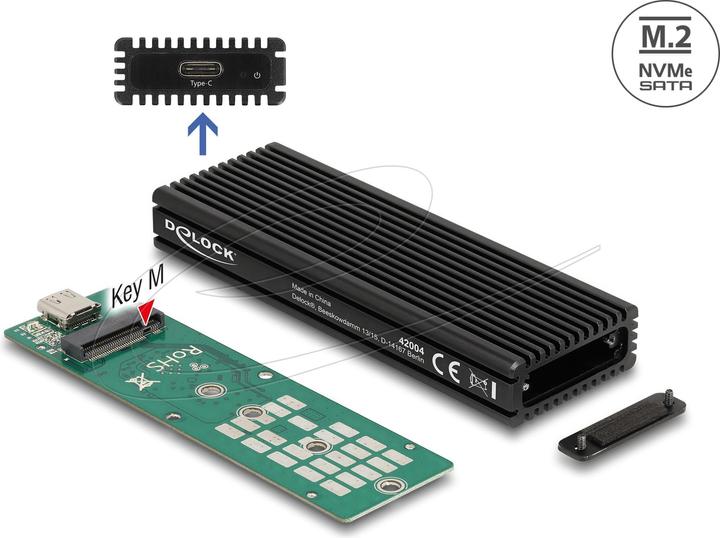 Actual product image Delock External USB Type-C™ Combo Enclosure for M.2 NVMe PCIe or SATA SSD (M.2 2230, M.2 2242, M.2 2260, M.2 2280)