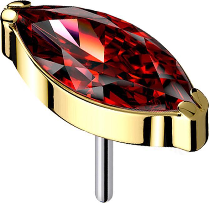 Produktbild Star Piercing Threadless vergoldet mit Oval Kristall rot (Titan G23, ohne Messing)