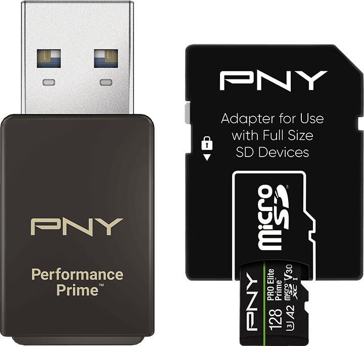 Actual product image PNY PRO ELITE PRIME 128GB (128 GB, microSDXC, U3, UHS-I)