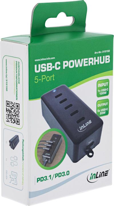 Produktbild InLine USB-C Verlängerung, 5-port, 100W (USB-C, 5 Ports)
