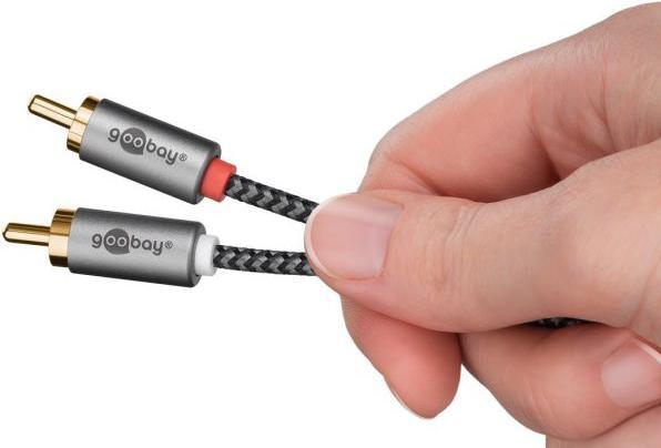 Immagine prodotto Goobay Cavo stereo cinch, 1 m, grigio pelle di squalo (1 m, Cinch)