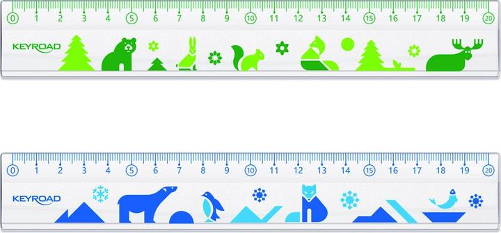 Actual product image Keyroad Plastic ruler, 20 cm, transparent with decorative print, pendant (20 cm)