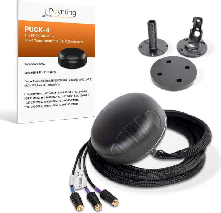 Immagine prodotto Poynting Antenna GSM Antenna GPS per auto 6dbi 2x LTE1x GPS 2m Cavo SMAM Nero PUCK4 (GPS)