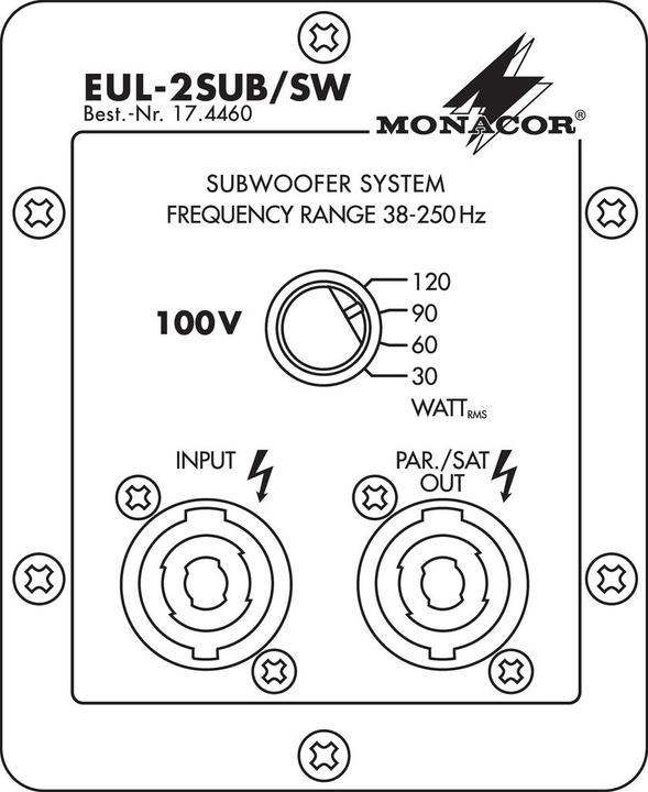 Actual product image Monacor ELA subwoofer EUL-2SUB/SW 120 (Passive, 1x 120 W)