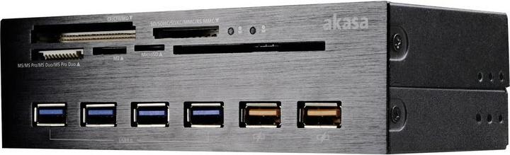 Actual product image Akasa Interconnect Ex Internal 5-Port Card Reader incl. USB 3.0 Hub (4-pin Molex, USB 2.0, USB 3.0)