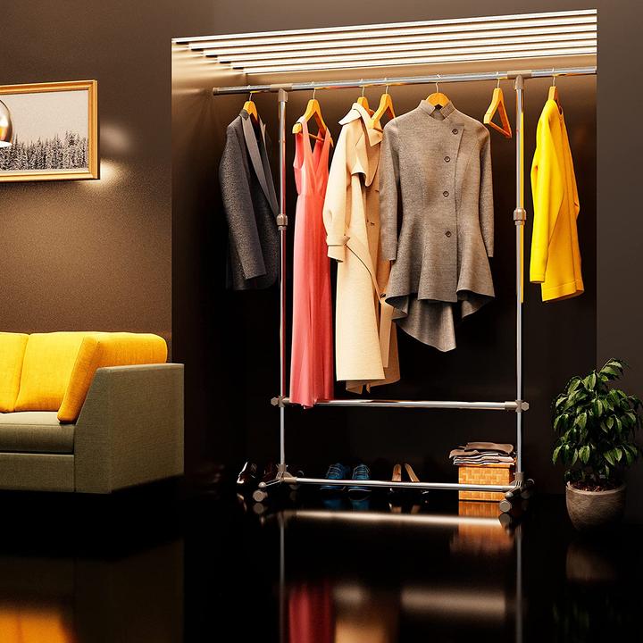 Actual product image Sanawatec Heavy duty clothes rack on rollers