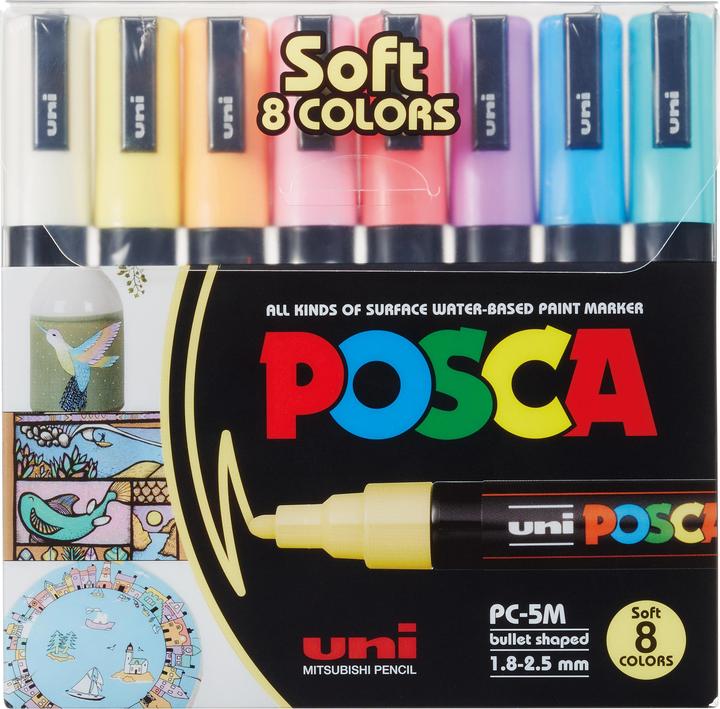 Image du produit Posca Marqueur PC-5M pointe ogive (Multicolore, 2.50 mm, 8 x)