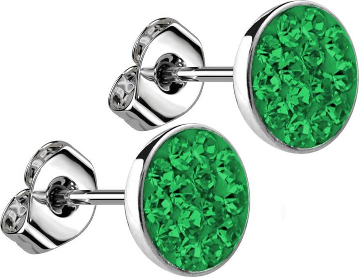 Star Piercing Ohrstecker silber Teller Kristall grün (ohne Messing, Chirurgenstahl 316L)