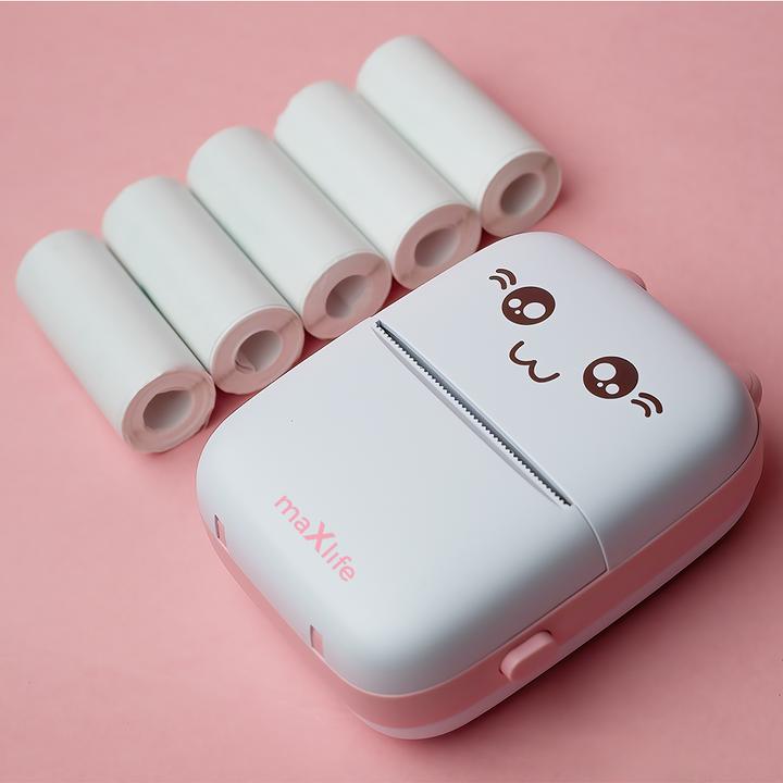 Actual product image Maxlife Bluetooth thermal printer MXTP-100 pink (Black and white)