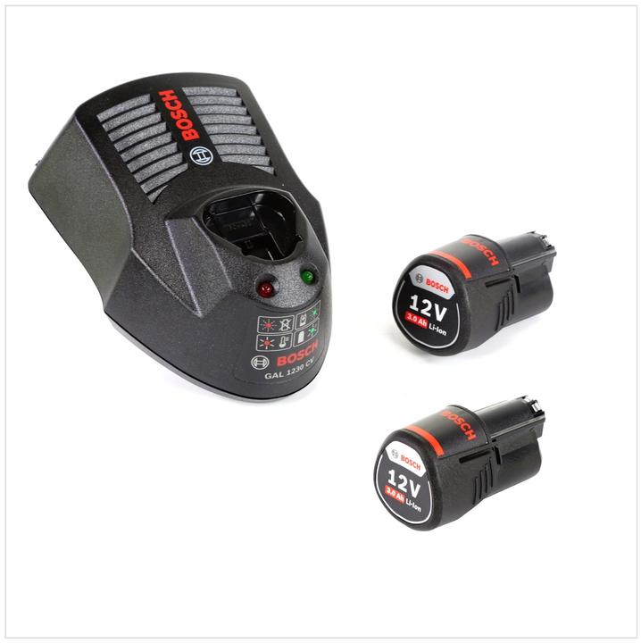 3000 mAh Li-Ion Stab Akku, 1x GAL 1230 CV Professional Schnell-Ladegerät, 2x GBA 12 V 3,0 Ah