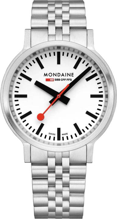Mondaine MST.4101B.SJ Stop2go Horloge - Stationsklok - Saffierglas - Staal - Zilver - 41 mm breed - Quartz - (Swiss Made, 41 mm)