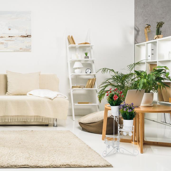 Image du produit Relaxdays Étagère à fleurs blanches, 3 niveaux