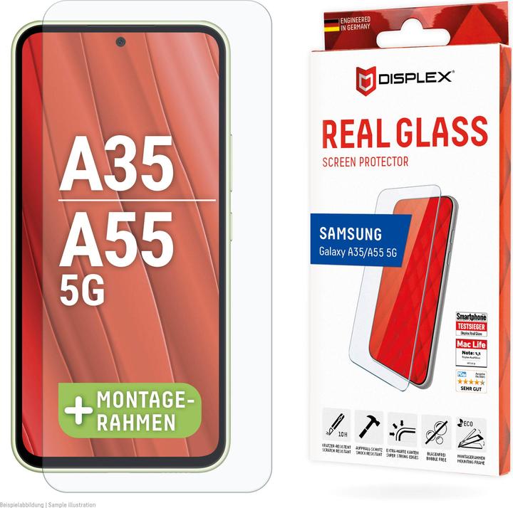 Actual product image Displex Real Glass, 2D Panzerglas (1 Piece, Samsung Galaxy A55, Samsung Galaxy A35)