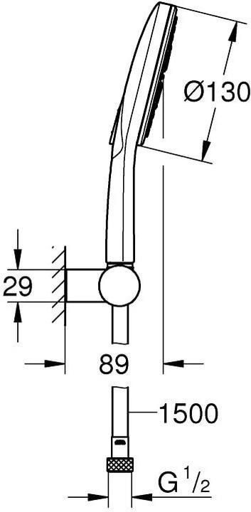 Image du produit Grohe Rainshower SmartActive 130 Set de support mural (3 Types de jets, 9.50 l/min)