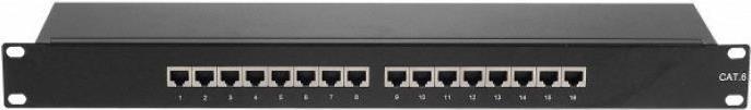Produktbild Tecline Patchfeld, Cat. 6, 16 Port, STP, 1 HE, 48,30cm (19"), schwarz Cat 6 Patchfeld mit 16 Ports