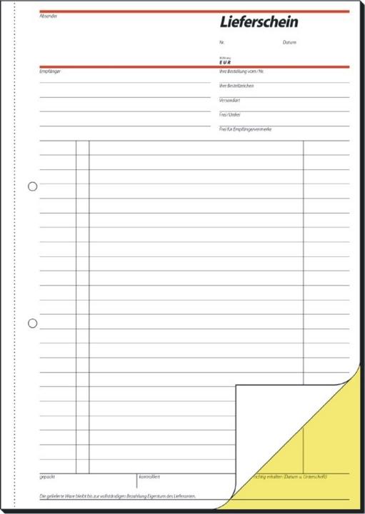 Nutritional values and ingredients Sigel Form book "Delivery note with receipt", A4, SD (2 x)