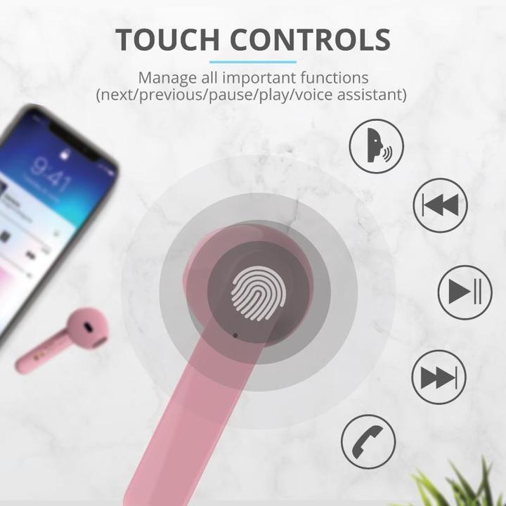 Immagine prodotto Trust Auricolari Primo Touch Bt Rosa (12 h, Senza fili)