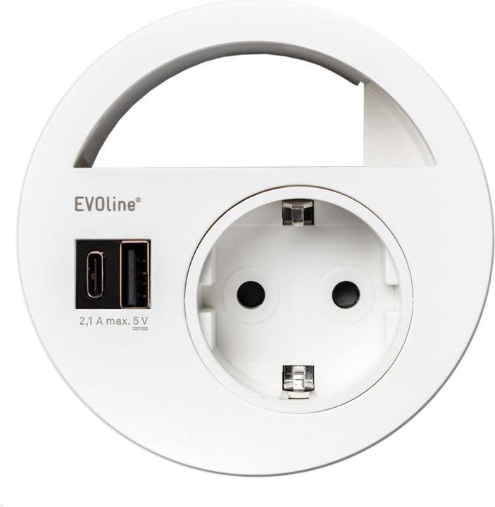 Evoline Circle80 Built-in socket outlet with USB charger A/C, white