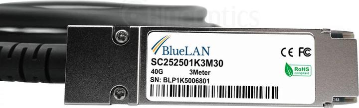 Actual product image BlueLAN Extreme Networks 20G-DACP-QSFP1SFPDD1M compatible DAC QSFP SC252501K1M30