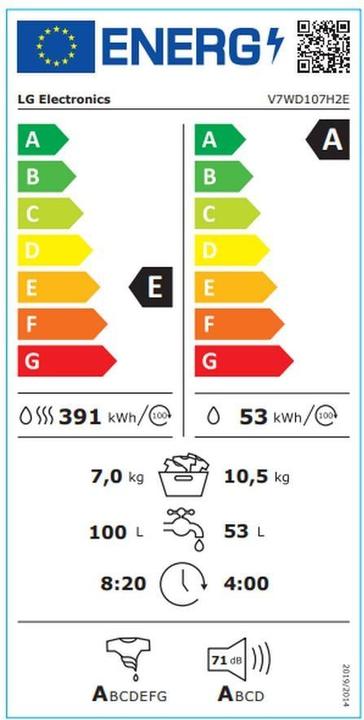 Energy Label LG V7WD107H2E