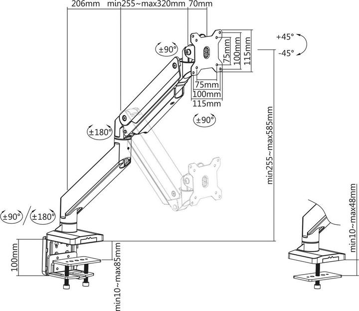 Produktbild Roline LCD-Arm. Tischbef,Gasfeder (Tisch)
