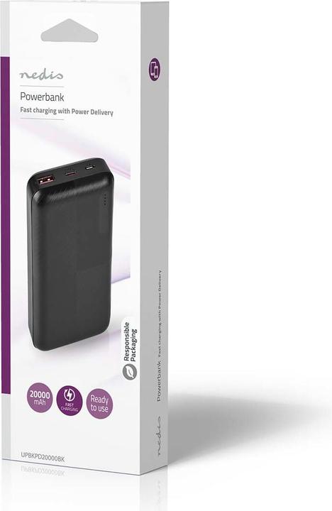 Immagine prodotto Nedis Powerbank | 20000 mAh | 2x 3.0 A | Numero di uscite: 2 | Connessione di uscita: 1x USB-A / 1x U (20000 mAh, 18 W, 74 Wh)