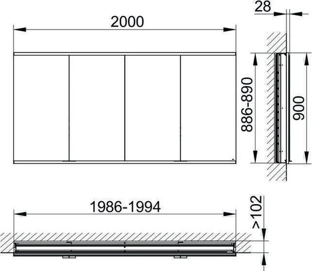 Produktbild Keuco Spiegelschrank ROYAL MODULAR 2.0 Breite 2000mm Höhe 900mm Tiefe 120mm