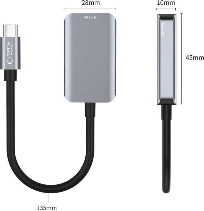 Actual product image Tech-Protect UltraBoost USB-C (Male) / HDMI (Female) 4K 60Hz Adapter - Black (USB-C, 4.50 cm)