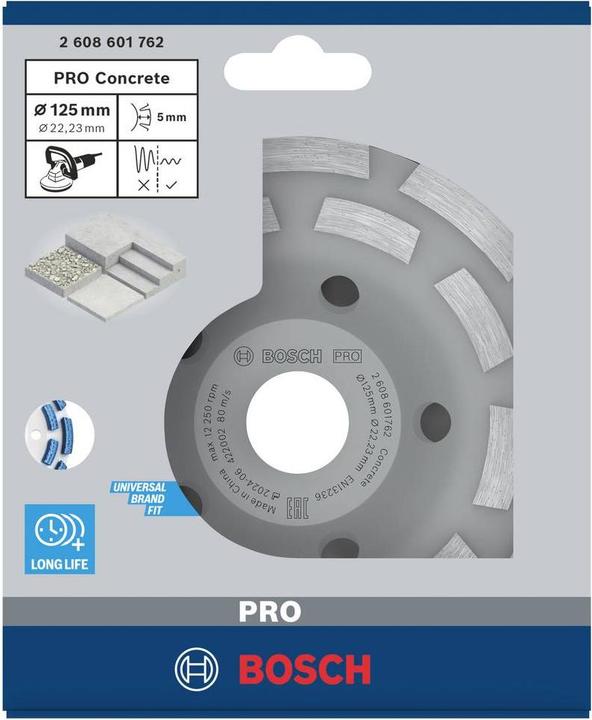 Actual product image Bosch Professional Zubehör PRO Concrete cup wheel, 50 x 125 mm, 22.23 mm