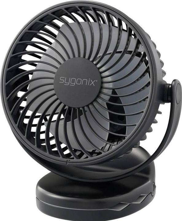 Sygonix Akku-Ventilator 4 W Schwarz (55 dB)