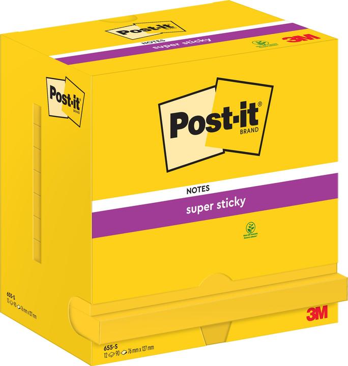 Actual product image Post-it Super Sticky Notes sticky notes, 127 x 76 mm, yellow (76 x 127 mm)