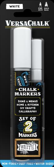 Produktbild VersaChalk - Kombi Set mit 2 weissen Kreidemarkern 3mm + 5mm (Weiss, 5 mm, 2 x)