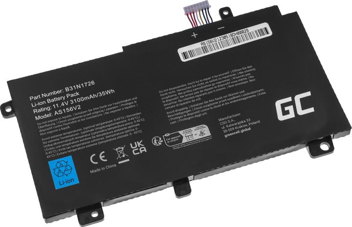 Actual product image GreenCell Green Cell Laptop Battery B31N1726 for Asus TUF Gaming FX504 FX504G FX505 FX505D FX505G A15 FA506 A1 (3 Cells)