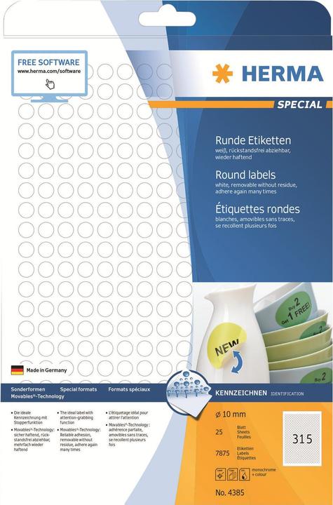 Actual product image HERMA A4 removable labels