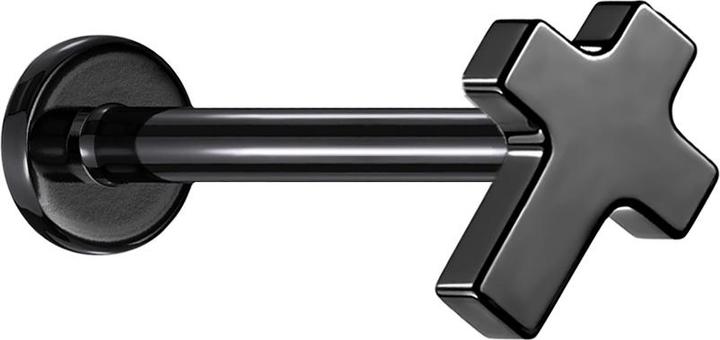 Star Piercing Micro Labret Innengewinde schwarz Kreuz (Titan G23, ohne Messing)