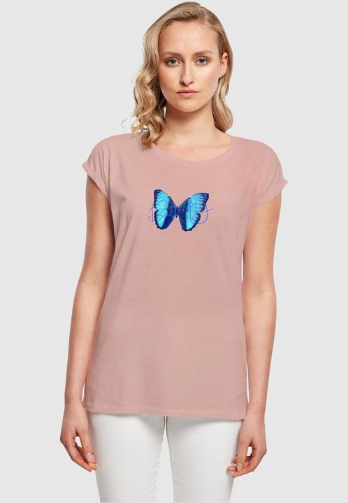 Actual product image Merchcode Ladies Butterfly Blue Extended Shoulder Tee - 111649 (S)