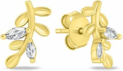 Brilio Silver - Long silver earrings with zircons EA1060W