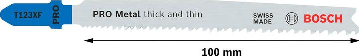Actual product image Bosch Professional Zubehör PRO Metal thick and thin T123XF jigsaw blade, 100 mm, 5 pcs.