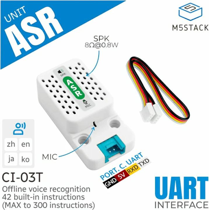 Image du produit M5Stack ASR Unit mit Offline Voice Module CI-03T