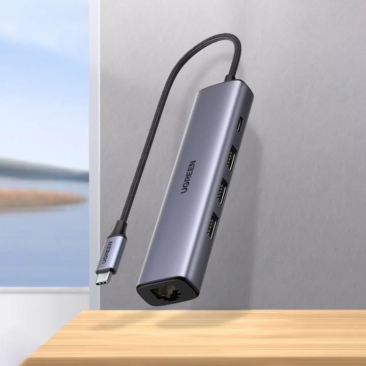 Produktbild Ugreen Gigabit Ethernet Adapter Hub mit USB PD (USB-C, 4 Ports)