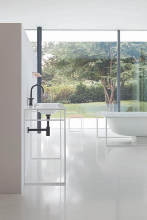 Produktbild Bette Rahmengestell fr Waschtisch Lux Shape Q010 60x49,5 cm schwarz matt ohne Waschtisch (495 mm, 600 mm)