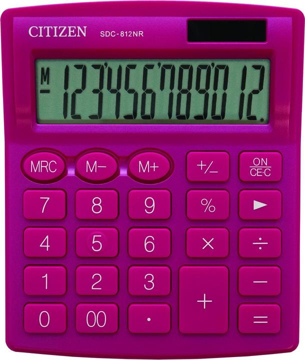 Actual product image Citizen calculator calculator SDC812NRPKE, pink, desktop, 12 seats, dual power supply (Batteries)