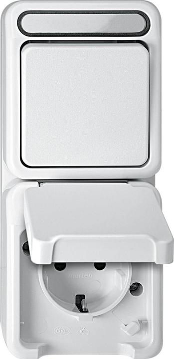 Produktbild Schneider Electric 1 Stück Komplett Schalter/Steckdosen Kombination AQUASTAR Polarweiss 4074998
