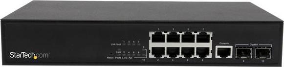 Produktbild StarTech 10 Port L2 Managed Gigabit Ethernet Switch mit 2 offenen SFP Slots - Rack montierbarer Netzwerk S... (8 Ports)