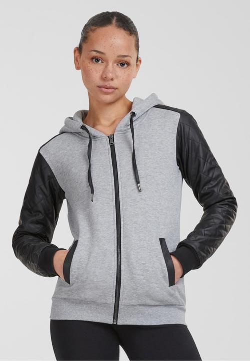 Immagine prodotto Urban Classics Ladies Diamond Leather Imitation Sleeve Zip Hoody (XS)