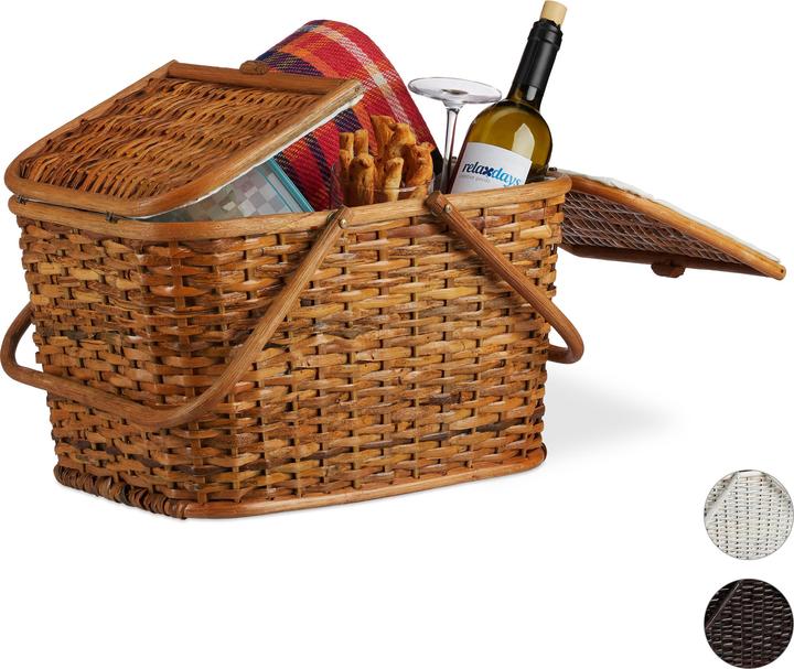 Image du produit Relaxdays Panier de Pique-Nique Tressé Couvercle