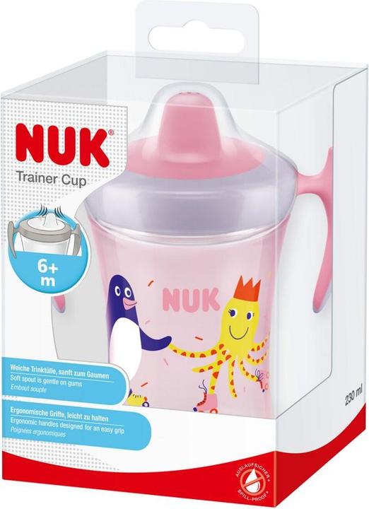 Produktbild NUK Trainer Cup 230ml, weiche Trinktülle, auslaufsicher, ab 6 Monaten, BPA frei, rosa