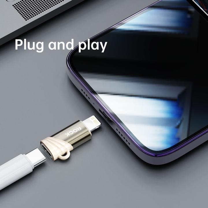 Produktbild Rock - RCL0021 Adapter USB Typ-C Female zu Lightning Adapter männlich, Gold (USB Typ C, Lightning)