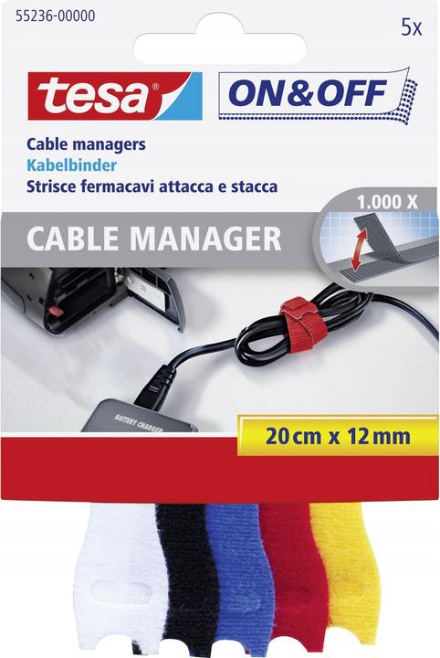 tesa On & Off Cable Manager (Velcro cable ties, 200 mm, 1 pcs.)
