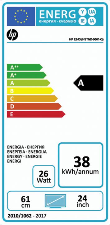Energy Label HP Elite E243i (1920 x 1200 pixels, 24.02")